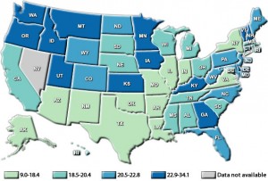 Centers for Disease Control. Melanoma Incidence Rates by State